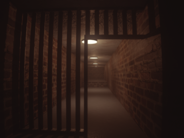 The Empty Halls Screenshot - Brick Basement Corridor Behind Iron Gate